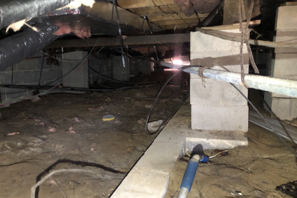 before crawlspace vapor barrier installation in atlantic city